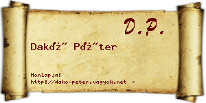 Dakó Péter névjegykártya